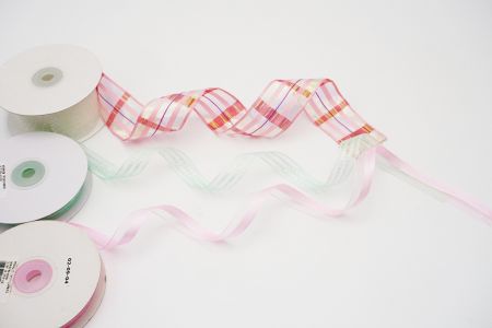 Set di nastri trasparenti a quadretti rosa dolce_C3-1500